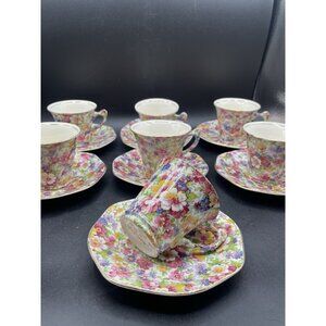 James Kent, "Du Barry" Chintz Floral Cup & Saucer Bone China, England SET 7